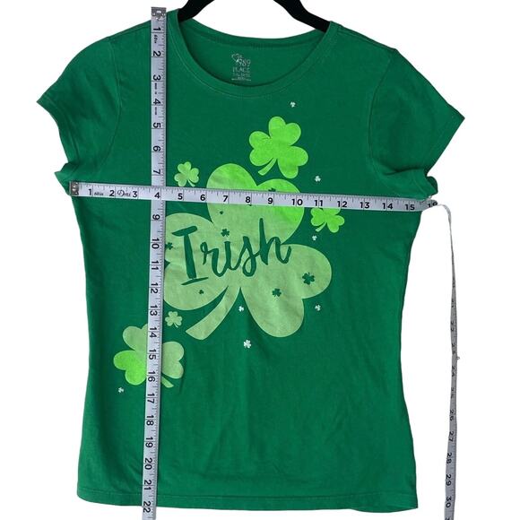 Childrens Place Irish Shamrock Clover St Patricks Day Green T Shirt Size 10/12 - Picture 5 of 6
